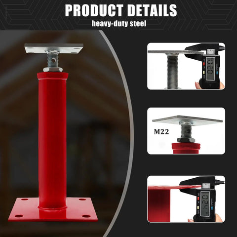 Heavy Duty Adjustable House Jacks For Leveling Crawlspace And Joist Beams 11 To 16 Inch Range With 6,860 To 9,920 Lbs Capacity