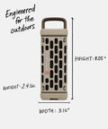 Ranger Outdoor Bluetooth Speaker 5.4 in tan, rugged IP67 waterproof, shockproof, ultra-portable design, 8.05" height and 3.15" width.
