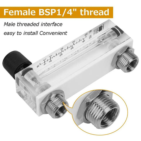 Panel Mount Gas Flowmeter LZM-6T With Adjustable Valve, 2-20 LPM And 4-40 SCFH, Female One Quarter Inch Thread Interface