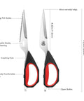 Heavy Duty Kitchen Scissors 9.25 Inch Come Apart Poultry Shears 2 Pack Dishwasher Safe Stainless Steel All Purpose Food Cutting Shears for Meat Chicken Veggies Fish Micro Serrated Blades, red handles