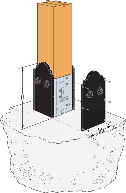 Outdoor Accents Mission Collection Decorative Post Base Cover For 6x6 Posts Wraps Around MPBZ Moment Base illustration