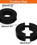 Two Piece Clamp On Shaft Collars For Industrial Machinery, Black Double Split, detailed size dimensions, heavy duty shop floor use