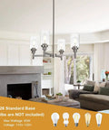 Four Light Modern Chandelier With Slick Brushed Nickel Finish Pendant Lighting With Clear Glass Shades in living room