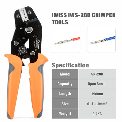 Open Barrel Crimping Tool For Dupont And JST XH VH Connectors 3.96mm 2.54mm 2.5mm Pitch AWG 18 To 28 For Servo Leads
