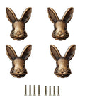 Cute 4 Pack Rabbit Drawer Knobs With 3D Bunny Head Design For Kids Rooms And Furniture Zinc Alloy Decorative Cabinet Pulls With Antique Finish Bolwhao shown with screws