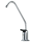 Air Gap Auxiliary Faucet for Under Sink RO Water Filtration Systems with One Quarter Inch Supply Tubing Connection Touch Flow Spring Loaded Handle Chrome Finish Code Compliant NSF Low Lead Easy Install and Durable Build, side view