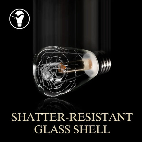 Outdoor Waterproof S14 LED Decorative Bulb Warm White 2400K 1W Low Wattage 10W Equivalent E26 Base Shatterproof bulb detail.