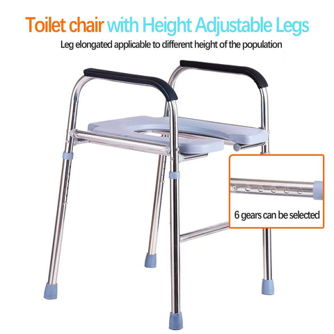 Raised Toilet Seat With Handles For Easy Lift, Standalone Toilet Safety Frame, elevated riser with height adjustable legs