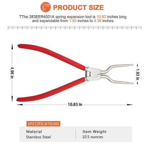 Beaquicy washer spring expansion tool; red-handled, solid metal pliers for LG/Samsung washers, 4.3-inch spread.