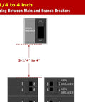 Diagram of spacing for Generator Interlock Kit For Square D Vertical Main 150 And 200 Amp Breaker 3 1/4 To 4 Inch