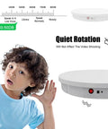 Heavy Duty Motorized Rotating Display Stand With Silent 360 Degree Electric Turntable for showcasing mannequins, child listening to quiet rotation.