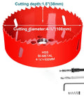 Beast Mode Bi Metal 4 Inch Hole Saw With Arbor And Pilot Bit for fast clean cuts in wood plastic metal drywall HSS cutter