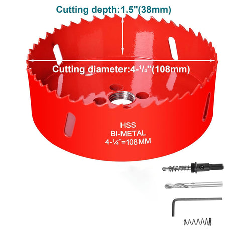 Beast Mode Bi Metal 4 Inch Hole Saw With Arbor And Pilot Bit for fast clean cuts in wood plastic metal drywall HSS cutter