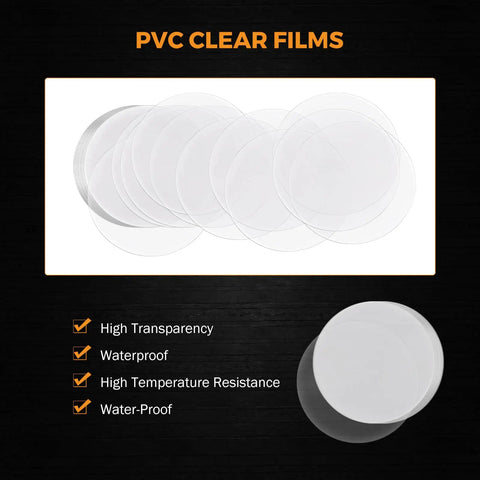 PVC clear films for button making kit, waterproof and high transparency, ideal for custom crafts and art projects.