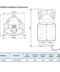 SP2600 installation dimension diagram for Boost Your Home Water Setup With This Ultra Quiet Self Priming RO Booster Pump.