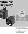 Straight Up Heavy Duty Car Starter Relay 200 Amp 12 Volt 4 Pin SPST Switch shown from multiple angles, compact nylon housing.