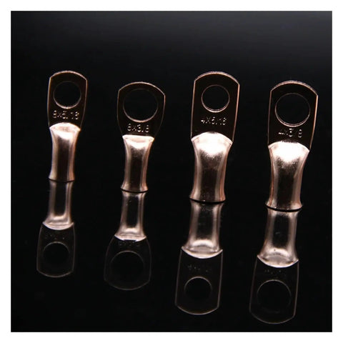 Top Notch 30-Piece 4 And 8 AWG Copper Ring Terminals Kit With Closed Ends For Secure Cable Splices, Crimping Connectors Perfect For Heavy Duty Wiring Upgrades. 4 and 8 AWG copper ring terminals