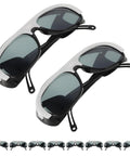 Kickass Welding Safety Glasses Featuring Wide Side Coverage And Mask Compatible Design For Total Eye Protection With Ridiculously Comfortable Fit Guaranteed view, black frame, and dark lenses.