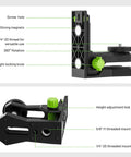 Magnetic L Shape Pivoting Base For Line And Point Laser Levels With 1/4-20 Male Threads 1/4-20 And 5/8-11 Female Mounts