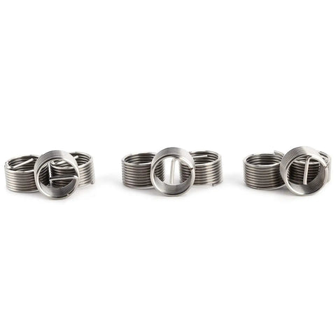 M16 Threaded Insert Kit 10 Pcs For Thread Repair In SUS304 Stainless Steel Heavy Duty Helicoil Style Inserts arranged in three pairs