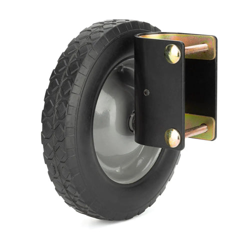 Heavy Duty 8 Inch Gate Wheel Caster Kit For One And Five Eighths To Two Inch Frames, Rubber tire on steel plate, rustproof black