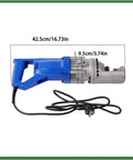 Raseparter 16mm Hydraulic Rebar Cutter, Portable Electric Steel Bar Tool For Construction Sites with blue handle and power cord.
