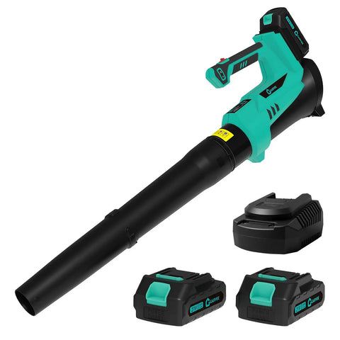 Powerful Cordless Leaf Blower Delivers 550 CFM And 130 MPH For Wet Leaves And Heavy Duty Outdoor Cleanup Includes Two 2000mAh Batteries