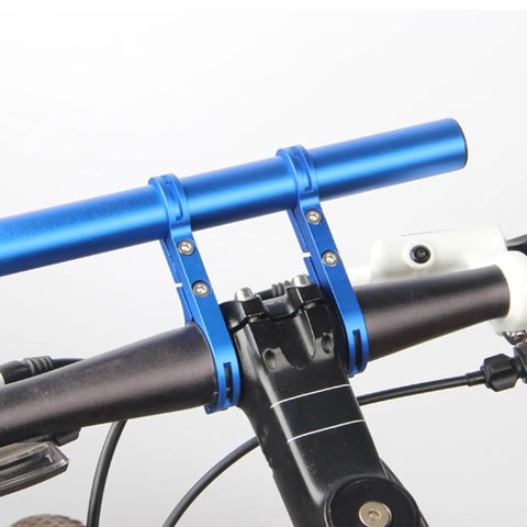 20cm Bike Handlebar Extension Frame with Double Clamp Bracket, Pro Grade Lightweight Aluminum Alloy Extender mounted on bike