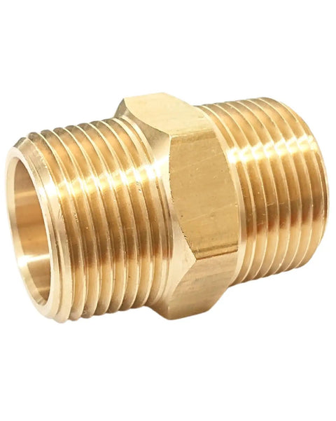 Brass NPT Hex Nipple Male Pipe Adapter 1 Inch By 1 Inch Thread Outer Diameter 1.25 Inches for connecting NPT female pipes