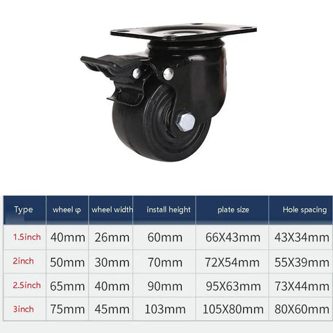 Built Tough Heavy Duty Nylon Caster Wheels Set Of Four Rock Solid Silent Roll Swivel Casters With Smooth Glide Plate Mount showing a black nylon swivel caster.