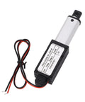 Straight Up Heavy Duty 24V Electric Linear Actuator With 30mm Stroke And 150N Thrust IPX4 Splash Rated showing wires and label.