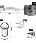 Pro Level Picture Hanging Wire Kit With D Rings And Wall Mount Screws For Frames And Canvases Dead Simple Setup Hardware, 10ft wire and components.