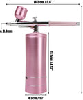 Deep Hydration Oxygen Facial Machine Handheld High Pressure Mist Sprayer For Skin Rejuvenation, Pink, with size dimensions shown