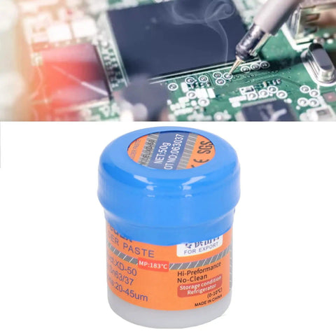 No Clean Solder Paste Sn63 Leaded Flux For SMT Patch And Electronic Repair Dope 50g Jar with PCB soldering example