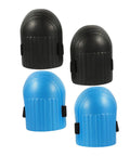 Heavy Duty Work Knee Pads For Men And Women With Tight Non Slip Grip Two Pairs In Sharp Blue And Black showing durable cushioning for construction.