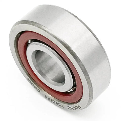Heavy Duty Single Row Angular Contact Ball Bearing 8X22X7mm ABEC-5 Open Design with a red seal and steel finish for high-speed applications.