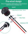 Diagram of 12mm Momentary Push Button Switch On Off Mini Round Waterproof Black With Pre Soldered Wires Pack Of Six