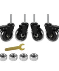 Three Inch Caster Wheels Set Of Four Heavy Duty Casters With Two Brakes And Two Swivel Casters No Noise Rubber Wheels Stem Diameter Three Eighths Inch