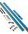 Low Profile Straight Edge Guide Rail Kit Extension Setup For Circular Saw Router And Jigsaw That Snaps Right On and includes aluminum rails and clamps.