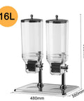 Top Shelf Stainless Steel Cereal Dispenser With Smooth Glide Dual Pump Airtight Dry Food Storage Tub For Coffee Beans Nuts And Bulk Munchies 16 Liter side view showcasing dual transparent containers.