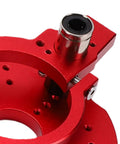 Pro Grade Router Table Insert Plate Dropped In Tough Stainless Steel And Heavy Duty Aluminum With A Smooth 40mm Lifting Stroke visible from above.