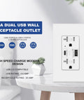 Turbo Fast Charge USB C Outlet With 24W Power Delivery And USB A Dual Port Receptacle 125 Volt 20 Amp Tamper Resistant