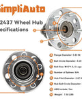 Rear Wheel Hub Bearing 512437 Fits Hyundai Azera 2011-2017 Sonata 2010-2014 Tucson 2010-2015 Kia Cadenza 2014-2016 specifications diagram