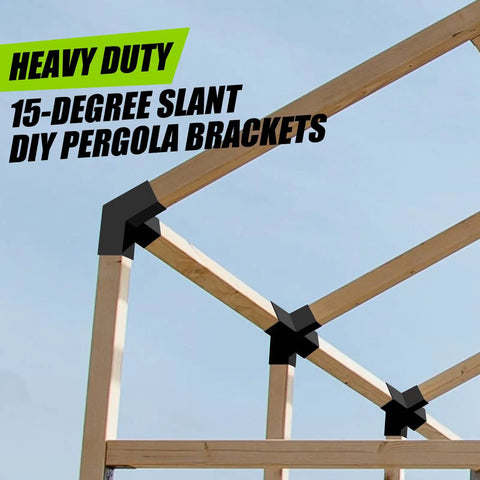 Three Way 15 Degree Pergola Bracket Kit For 3.5 By 3.5 Inch Wood Posts To Beams Slant Roof Support For Pavilions And Log Cabins Built Tough With Welded Steel And Galvanized Finish Two Pack