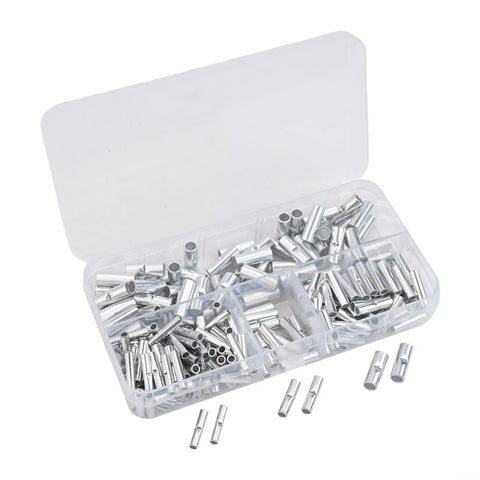 Bulk Pack Of 200 Premium Bare Copper Butt Connectors Non Insulated Crimp Terminals For 22 To 10 Awg Wire Splice Ferrules With Tin Plating For Max Conductivity And Durability Perfect For Car Mods And Pro Auto Repairs. silver crimp splice terminals in plastic storage case