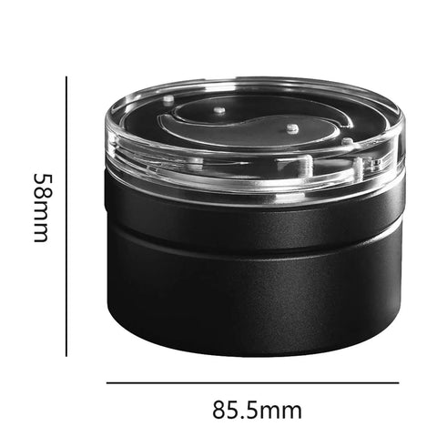 Smooth Operator 58mm Coffee Distributor And Leveler For Tight Espresso Pucks Top Shelf Tool in black with transparent top view