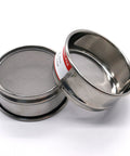 Workhorse 200 Mesh Lab Sieve for Precise Screening, 4 Inch Diameter, 304 Stainless Steel Wire Cloth, side-by-side view