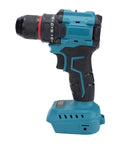 Badass Cordless Drill with Brushless Motor 55Nm Torque 25 Plus 1 Settings Dual Speed 0 to 1500RPM Metal Chuck Heavy Duty Electric Driver for Tough Jobs Sweet Control and Reliability US Plug side view with metal chuck and battery