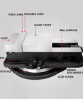 Diagram of Rock Solid Heavy Duty Workhorse 8 Inch Angle Fixed Bench Vise For CNC Milling Machine showing parts and features.