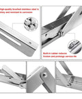 Heavy Duty Stainless Steel Triangle Bracket Set 2 Pack with 136kg Load Capacity, showing brushed steel and rubber components.